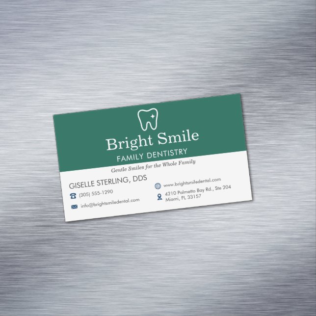 Carte De Visite Magnétique Dental Dentistry Office Green (In Situ)