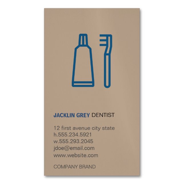 Carte De Visite Magnétique Dentiste (devant Vertical)