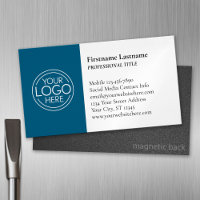 Design classique avec logo et coordonnées - bleu