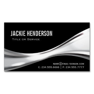 Carte De Visite Magnétique Design moderne noir et argent professionnel
