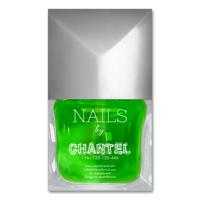 Carte De Visite Magnétique Design moderne tendance vert vernis chic (devant Vertical)