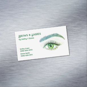 Carte De Visite Magnétique Deux noms Brosse Lashes Tech Green