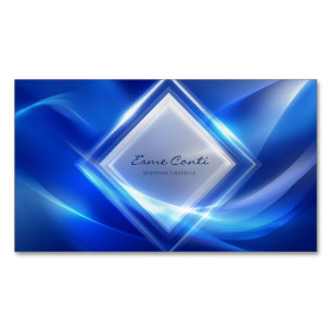 Carte De Visite Magnétique Diamant Géométrique Futuriste Bleu Électrique Lumi