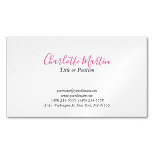 Carte De Visite Magnétique Directeur Consultant Chef Blanc Rose Professionnel