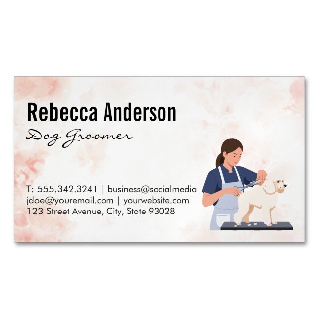 Carte De Visite Magnétique Dog Groomer Cutting Hair (devant)