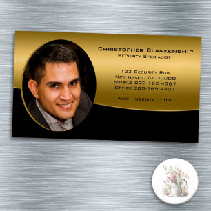 Carte De Visite Magnétique Elégant Black Gold Professional Photo personnalisé