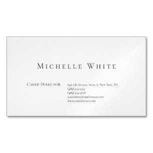 Carte De Visite Magnétique Élégant Blanc Moderne Professionnel Simple