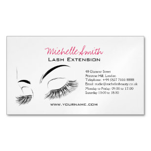 Carte De Visite Magnétique Elégant noir et blanc Eyelashes Dessin Barre Lash