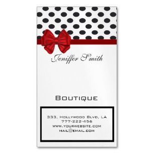 Carte De Visite Magnétique Elégant professionnel chic pois arc rouge