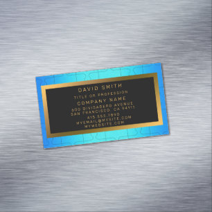 Carte De Visite Magnétique Élégant Royal Blue Metal