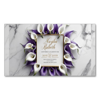 Carte De Visite Magnétique Elégante Calla Lily Faire-part de mariage violet a