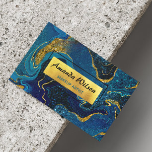 Carte De Visite Magnétique Elégante parties scintillant en marbre bleu faux o