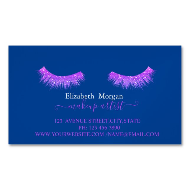 Carte De Visite Magnétique Elégante Parties scintillant Faux Lashes, Maquille (devant)