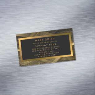 Carte De Visite Magnétique Elégante Vague Noire Or Luxe