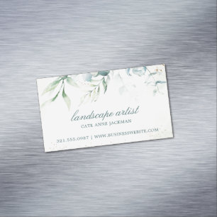 Carte De Visite Magnétique Élégante verdure d'eucalyptus moderne