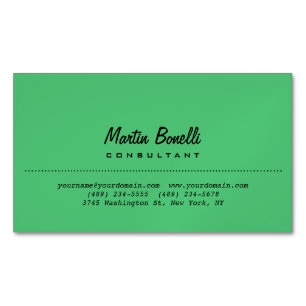Carte De Visite Magnétique Emerald Green Plain Calligraphie Nom Personnalisé