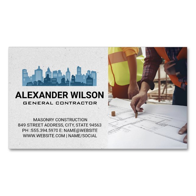 Carte De Visite Magnétique Engineers Blueprints | City Skyline (devant)