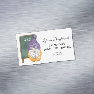 Carte De Visite Magnétique Enseignant Gnome Aquarelle