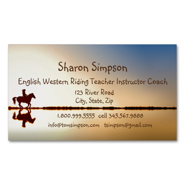 Carte De Visite Magnétique Entraîneur Anglais Western Riding Instructeur (devant)