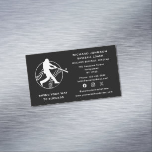 Carte De Visite Magnétique Entraîneur de baseball des médias sociaux