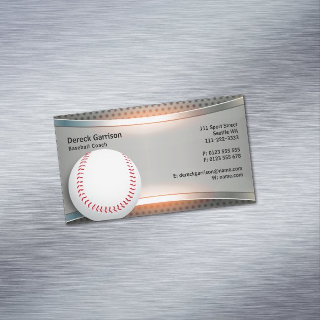 Carte De Visite Magnétique Entraîneur de baseball | Professionnel (In Situ)