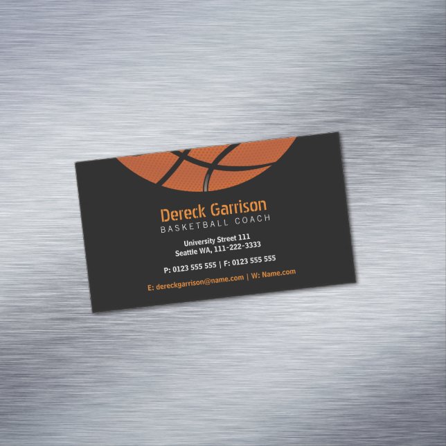 Carte De Visite Magnétique Entraîneur de basket-ball | Sport (In Situ)