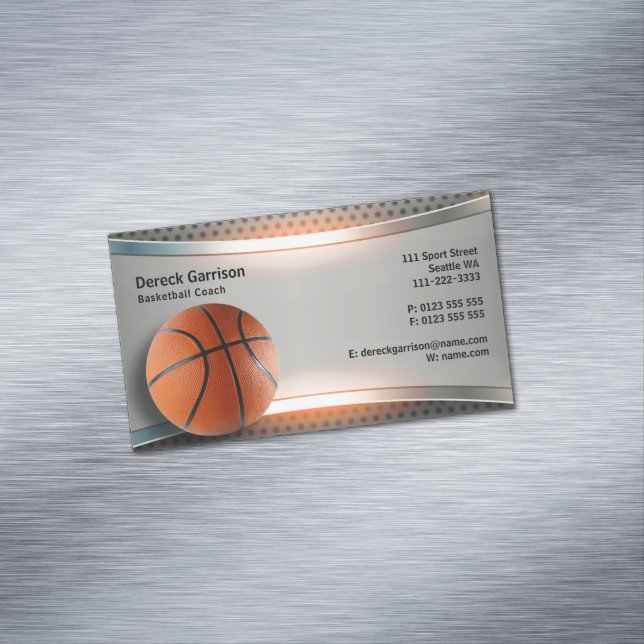 Carte De Visite Magnétique Entraîneur de basket-ball | Sport (In Situ)