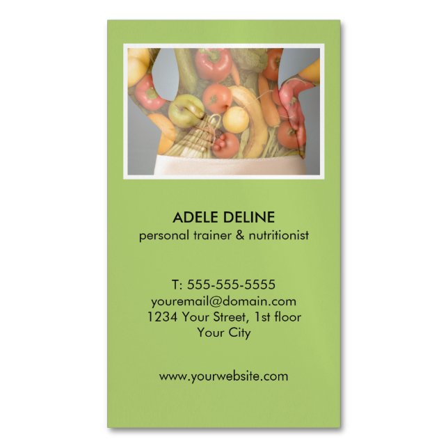 Carte De Visite Magnétique Entraîneur et nutritionniste personnels verts (devant Vertical)