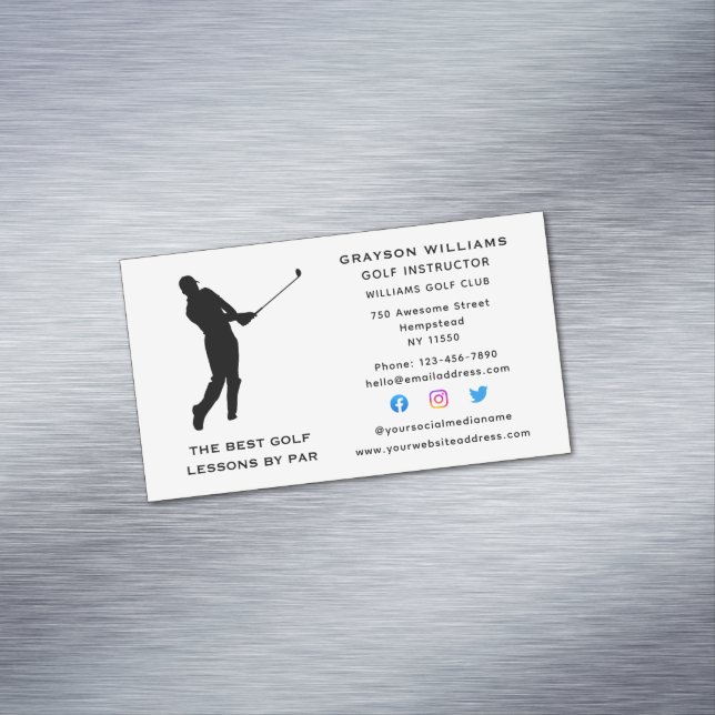Carte De Visite Magnétique Entraîneur Sport Male Golf Pro Instructeur Médias  (In Situ)