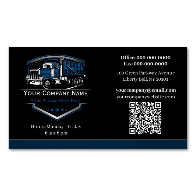 Carte De Visite Magnétique Entreprise de camionnage professionnel Code QR (devant)