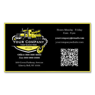 Carte De Visite Magnétique Entreprise de remorquage professionnelle, service 