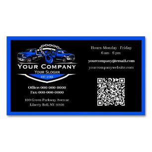 Carte De Visite Magnétique Entreprise de remorquage professionnelle, service 