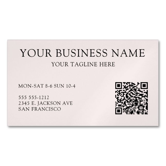 Carte De Visite Magnétique Entreprise moderne Blush Pink QR Code (devant)