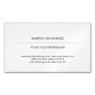 Carte De Visite Magnétique Esthétique Simple Professionnel Noir & Blanc Moder
