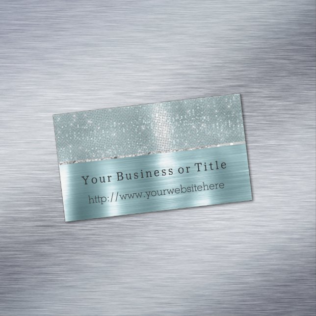 Carte De Visite Magnétique Étincelle en argent de l'Aqua Glitzy (In Situ)