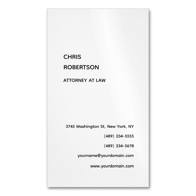 Carte De Visite Magnétique Exclusif spécial noir & blanc moderne Unique (devant Vertical)