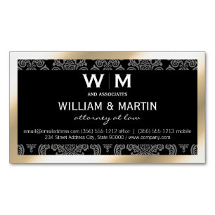 Carte De Visite Magnétique Executive Monogramme Gold Bordure Damas