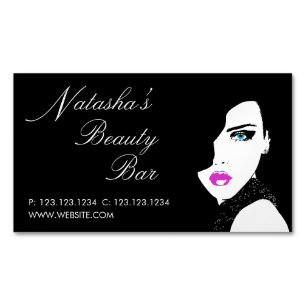 Carte De Visite Magnétique Fashion Girl Black Rose Beauty Bar