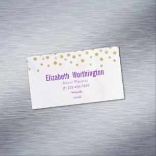Carte De Visite Magnétique Faux Gold Confetti sur Purple Aquarelle