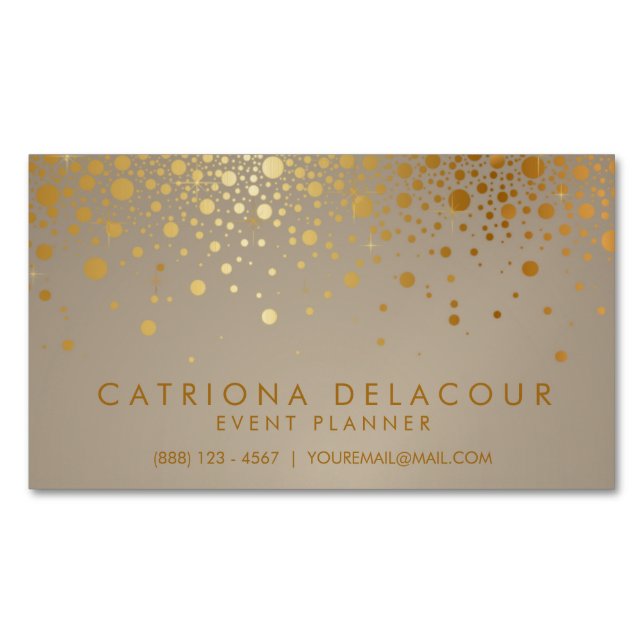 Carte De Visite Magnétique Faux Gold Foil Confetti Dots Modernes (devant)