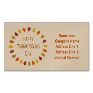 Carte De Visite Magnétique Feuilles de chêne Thanksgiving Custom