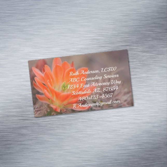 Carte De Visite Magnétique Fleur de cactus oranges (In Situ)