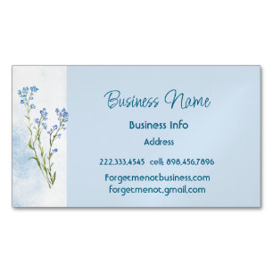 Carte De Visite Magnétique Fleur de myosotis personnalisée pour entreprise