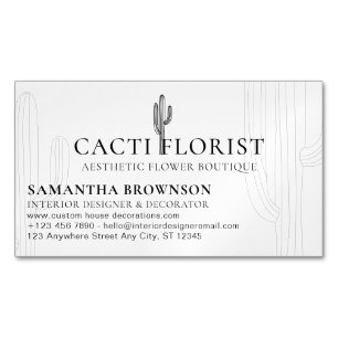 Carte De Visite Magnétique Fleur du désert de Boho Cactus