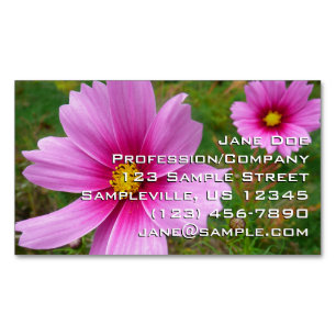 Carte De Visite Magnétique Fleurs de Cosmos Rose Fleur Sauvage