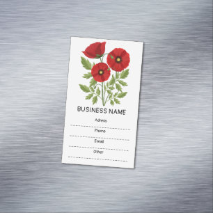 Carte De Visite Magnétique Fleurs d'été joyeuses floraison de pavot