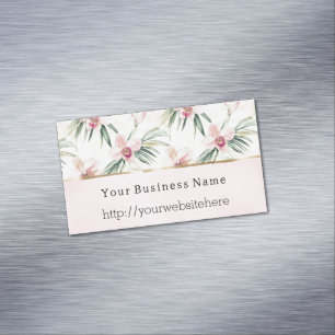 Carte De Visite Magnétique Fleurs d'orchidée rose blush nom de l'entreprise s
