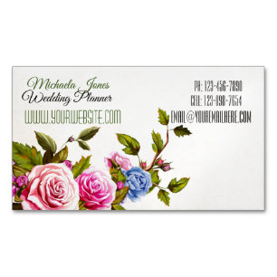 Carte De Visite Magnétique Floriste Rose et designer
