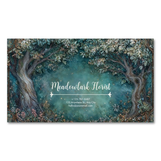 Carte De Visite Magnétique Forêt enchantée Art Nouveau (devant)