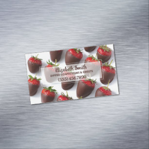 Carte De Visite Magnétique Fraises couvertes de chocolat